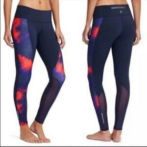 ATHLETA Electro Cobalt Ankle Tight Mesh Blue/Red Reflective Leggings
